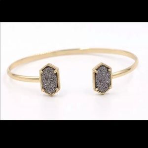 Light Grey Oval Quartze Cuff Bangles Bracelet